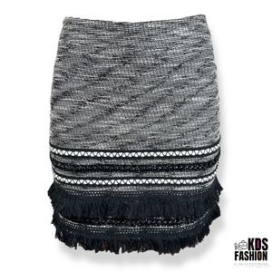H&M Fringe Tweed Shimmer Pencil Skirt 8